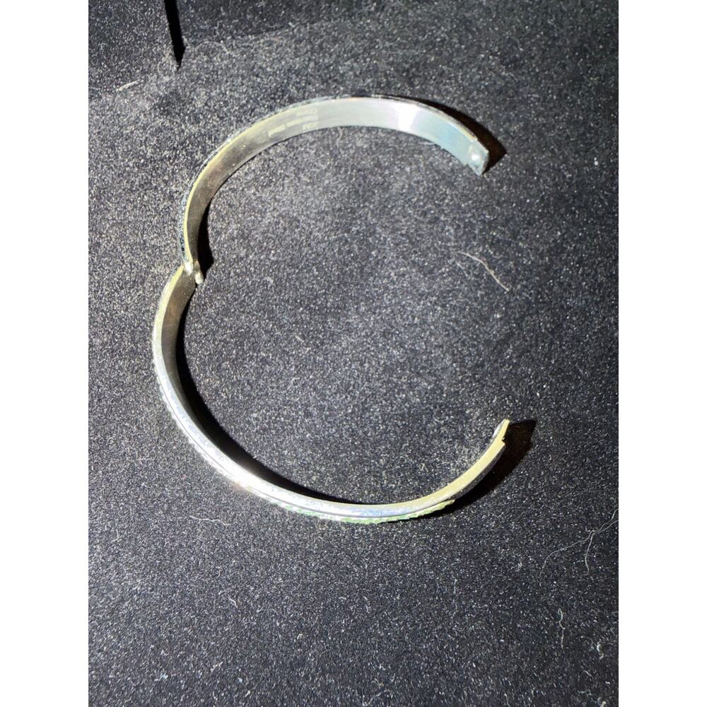 Hinged Bangle bracelet by JCM Stainless Steel with lite green rhinestones size 7 - Picture 3 of 8